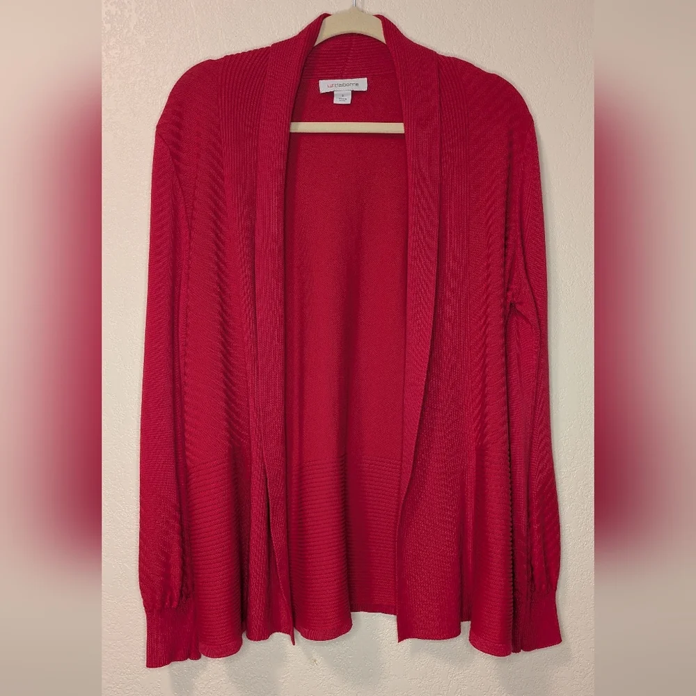 Liz Claiborne Vibrant Red Open Cardigan - Picture 2 of 7